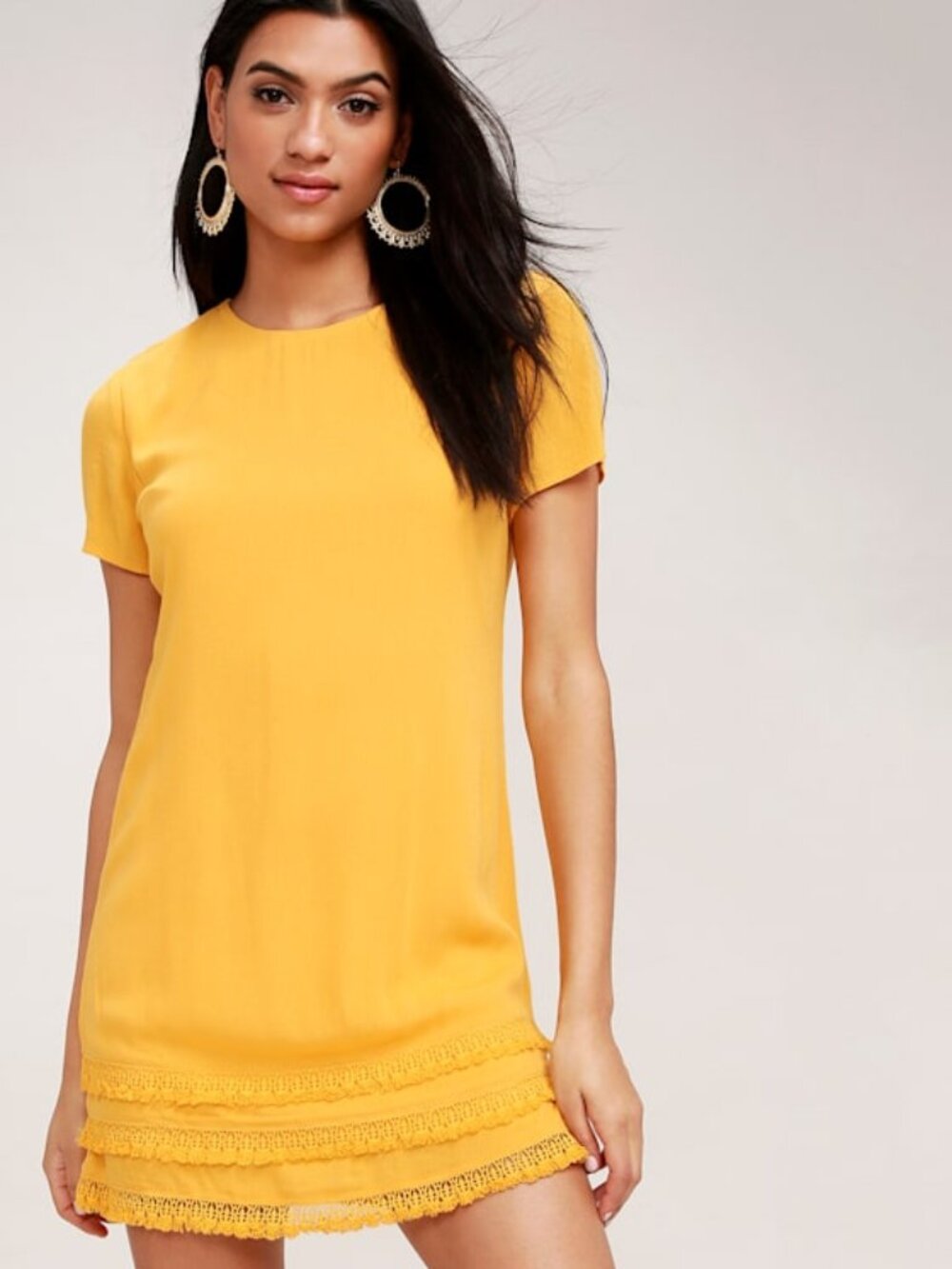 Lulus Buenos Aires Golden Yellow Shift Dress - Size M